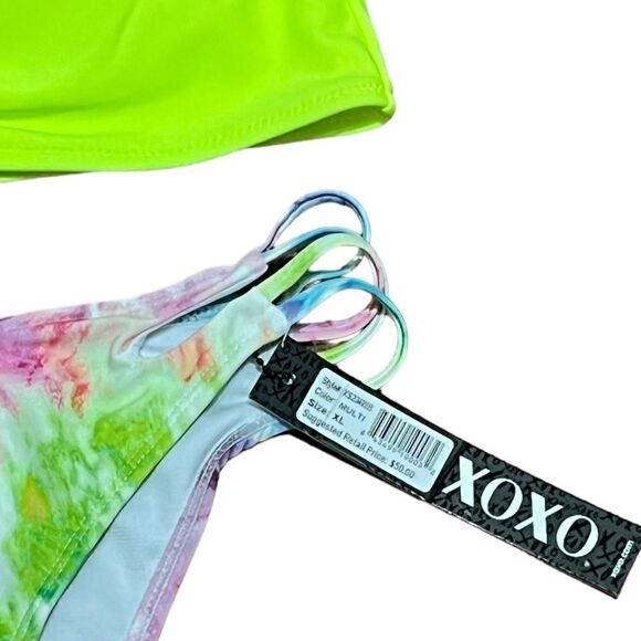 XOXO Junior’s Neon Tie Dye Swimsuit Bikini, Size XL, NWT - Picture 6 of 6